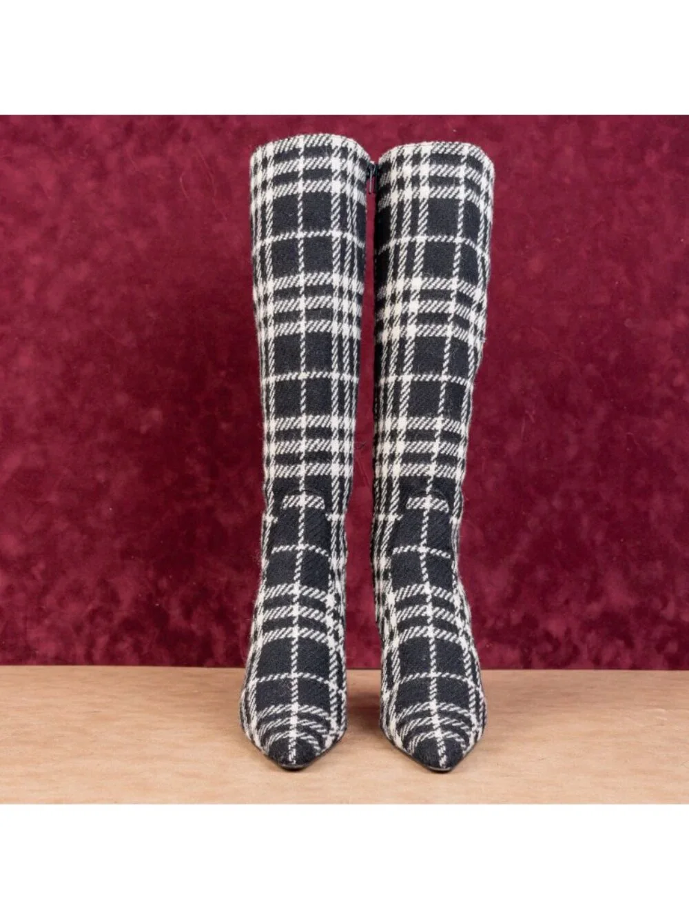 Burberry Women Twed Wool Pointy Toe Fashion Heel Knee Boots sz 11US EUR41 - Picture 3 of 9